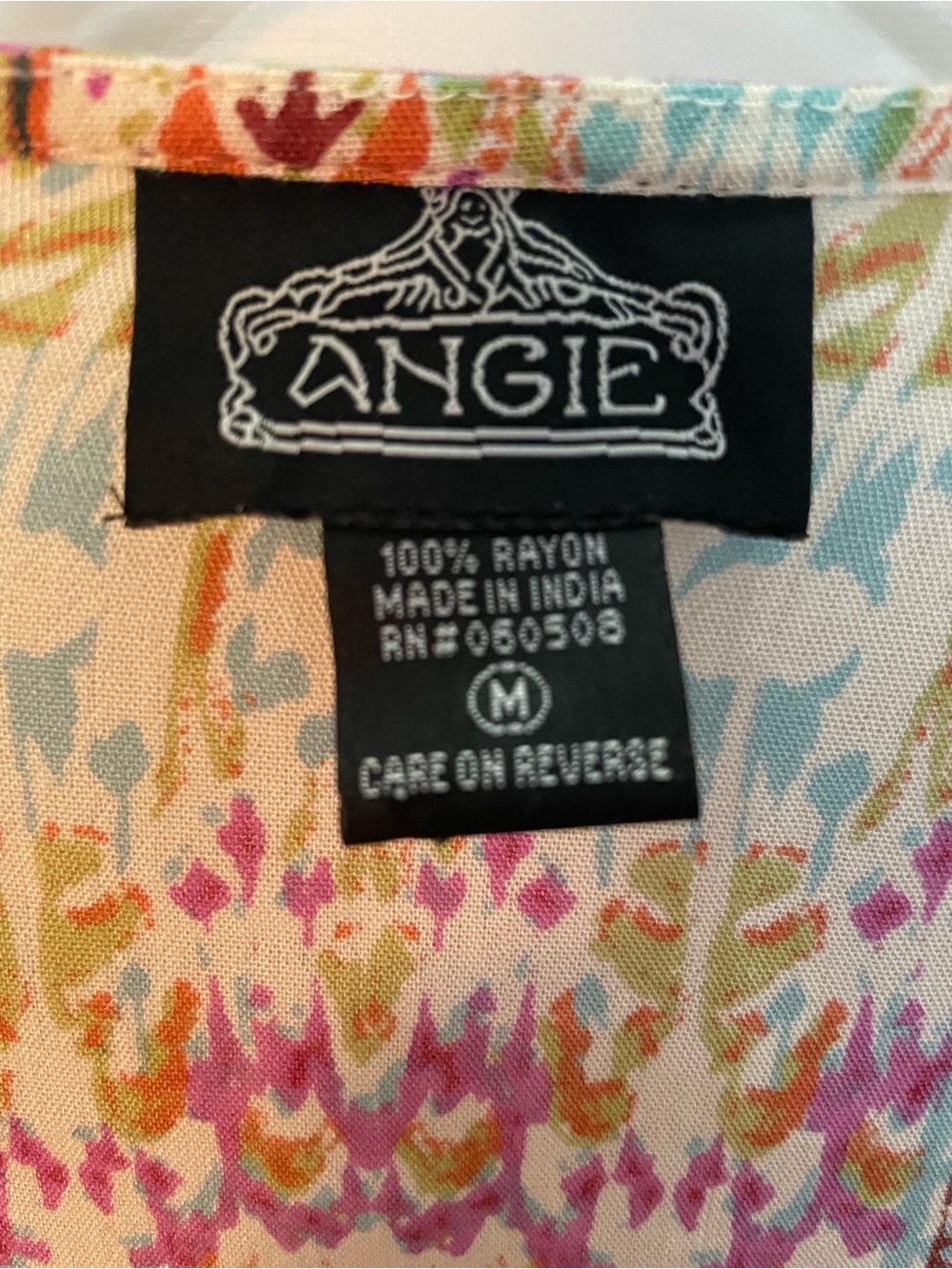 Angie Multicolor Striped Floral Kimono - Teal, Rust, Pink, Cream - Picture 4 of 4
